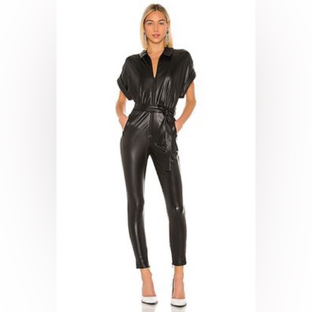NBD Reckless Leather Jumpsuit Sz XS
